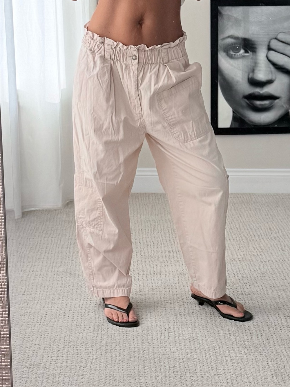 stradivarius Pale Pink Wide Leg Cargo Pants